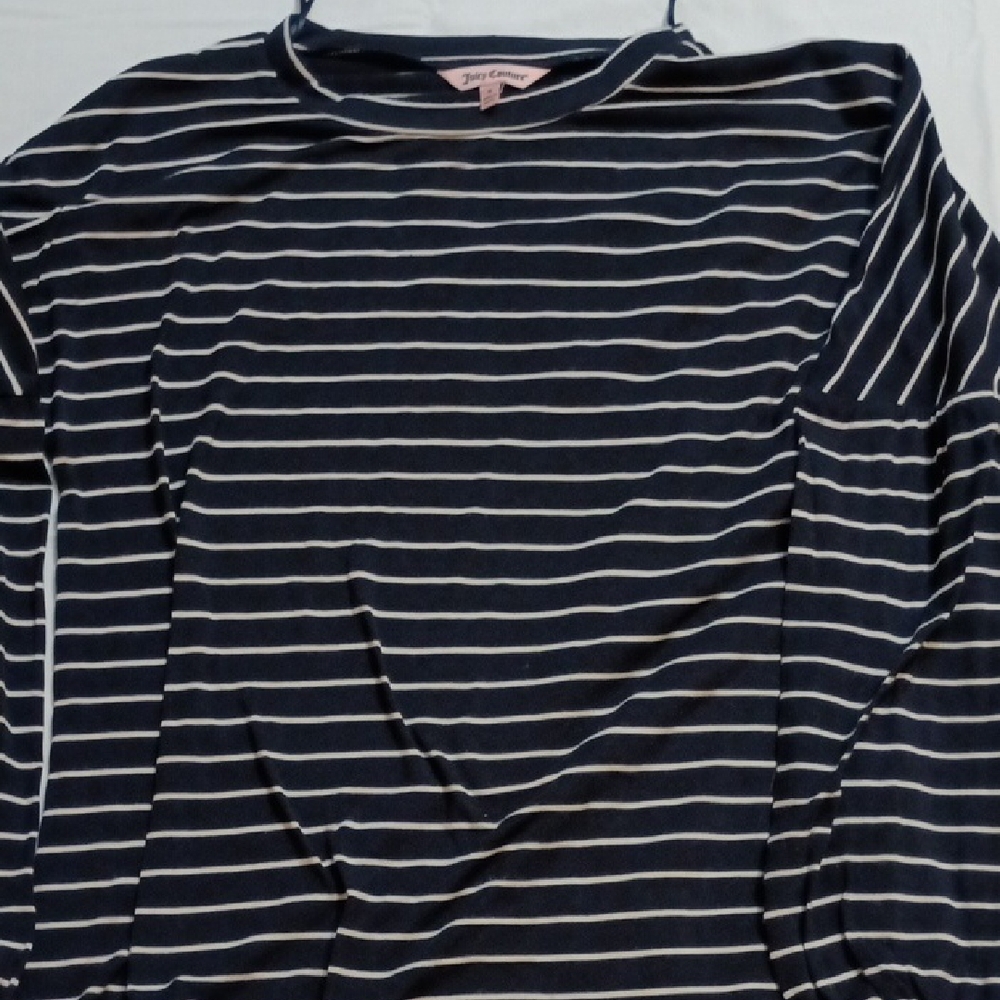 Juicy Couture Dark Blue and White Striped Shirt